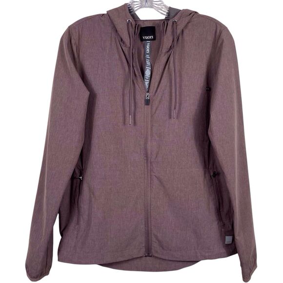 VUORI Women's Outdoor Trainer Shell Jacket Size XS Hooded Full Zip Brown # VW501 - Picture 2 of 16